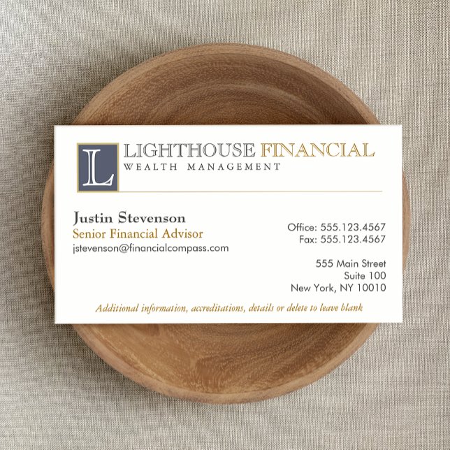 Monogram Logo Financial Advisor Professional Business Card (Creator Uploaded)