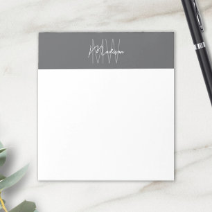 Monogram Logo Grey Modern Minimalist Notepad