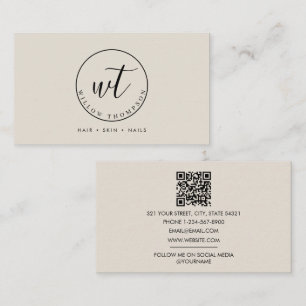 Monogram Logo Minimalist Boho Beige Template Business Card
