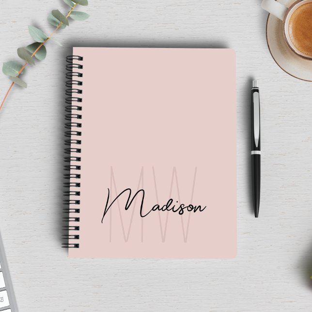 Monogram Logo Modern Minimalist Blush Pink Notebook (Monogram Logo Modern Minimalist Blush Pink Notebook)