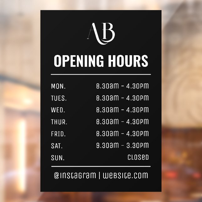 Monogram Logo Opening Times  (Sheet 2)