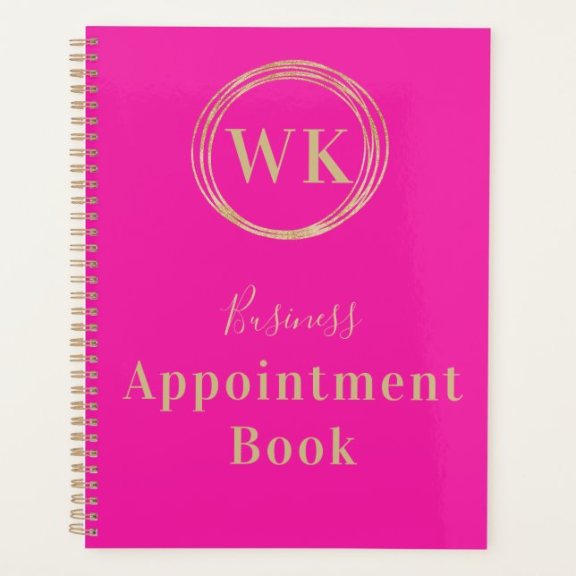 Monogram Logo Pink Gold Business Appointment Book Planner (Front)