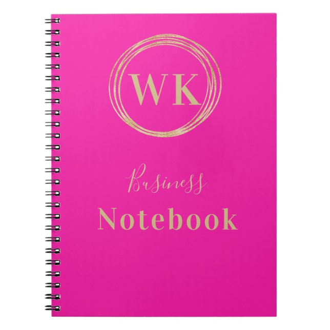 Monogram Logo Pink Gold Business Notes Notebook (Front)