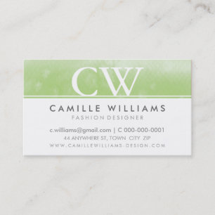 MONOGRAM LOGO whimsical ombre watercolor green Business Card