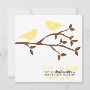 Monogram Love Birds Wedding Save the Date