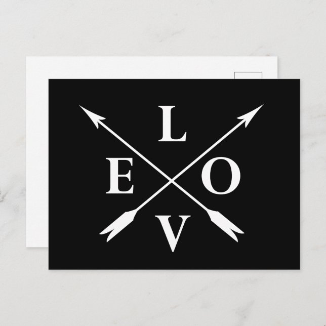 Monogram love holiday postcard (Front/Back)