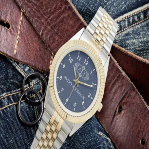 Monogram lovers bride and groom wedding gift  watch