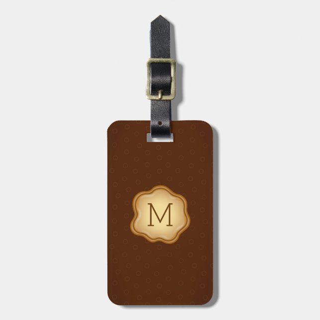 Monogram Luggage Tag - Bronze Ink, Elegant Brown (Front Vertical)