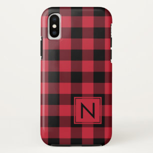 Monogram Lumberjack Red Black Buffalo Plaid Case-Mate iPhone Case