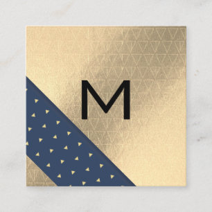 Monogram Lux Gold Shimmer Geometric Square Business Card