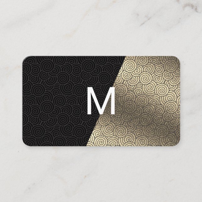 Monogram Lux Gold Swirl Business Card (Front)