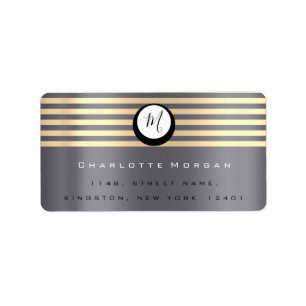 Monogram Lux Grey Champaigne Gold RSVP Stripes Label