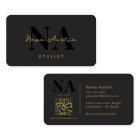 Monogram Luxe Trendy Aesthetic Gold Black QR Code