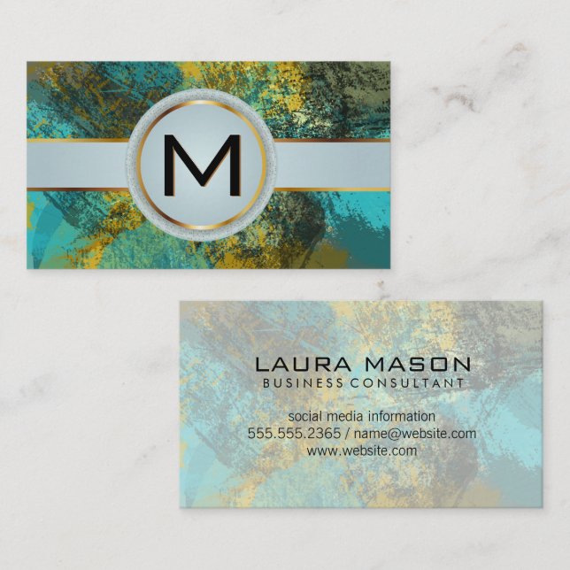 Monogram Luxury Gold | Artistic Texture Paint  Business Card (Front/Back)