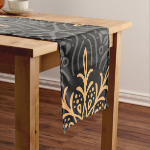 Monogram Luxury gold mandala Pattern Short Table Runner