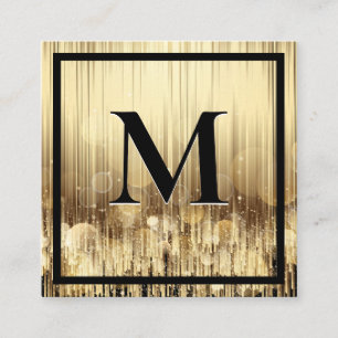 Monogram Luxury Golden Black Background Square Business Card