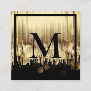 Monogram Luxury Golden Black Background Square Business Card