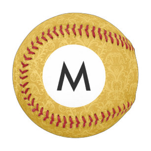 Monogram Luxury Golden Floral Wallpaper Baseball