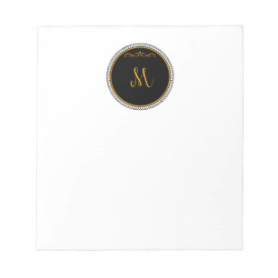 Monogram M, black and gold,  Notepad