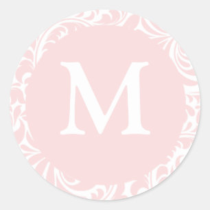 Monogram M Blush Colour Designer Invite Seals For
