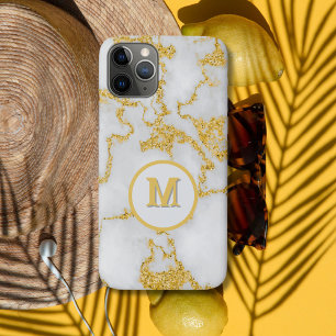  Monogram M Elegant White & Gold Marble Pattern Case-Mate iPhone Case
