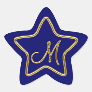 Monogram M in 3D gold Star Sticker