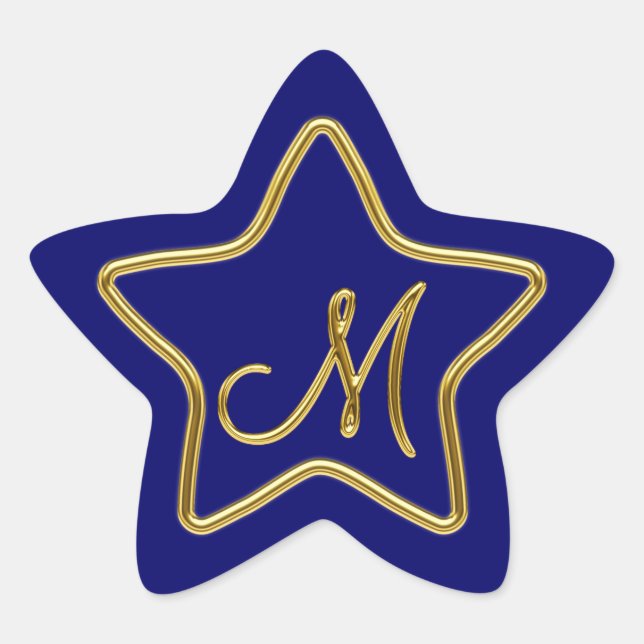 Monogram M in 3D gold Star Sticker (Front)