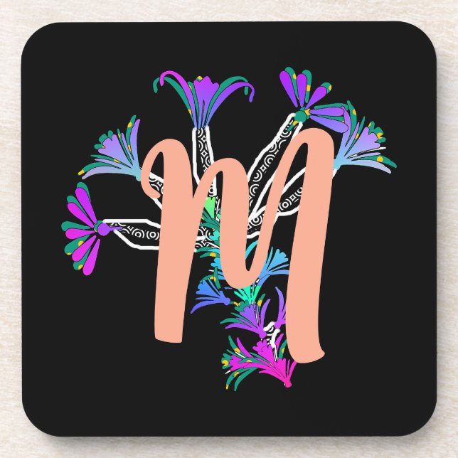 Monogram M Initial  Beverage Coaster (Front)