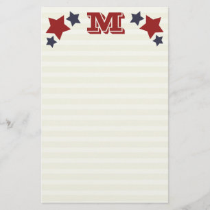 Monogram M / Initial M Stars & Stripes Stationery