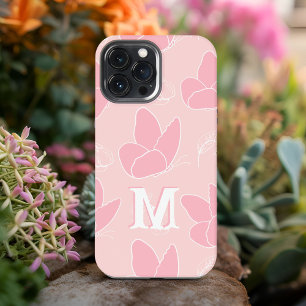 Monogram M Modern Blush & Pink Butterfly Pattern iPhone 13 Pro Max Case