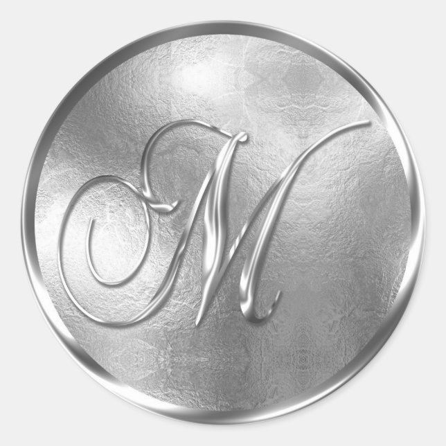 Monogram M NONMETALLIC Silver Envelope Seal (Front)