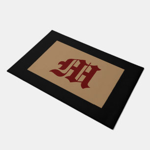 Monogram M Old English Black Trim Doormat