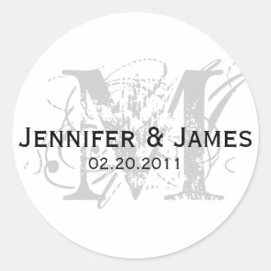Monogram M Save the Date Wedding Sticker