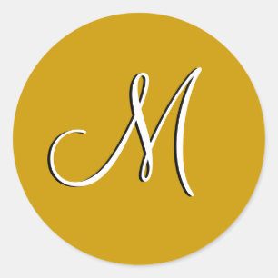 Monogram M Wedding Invitation Gold Seal
