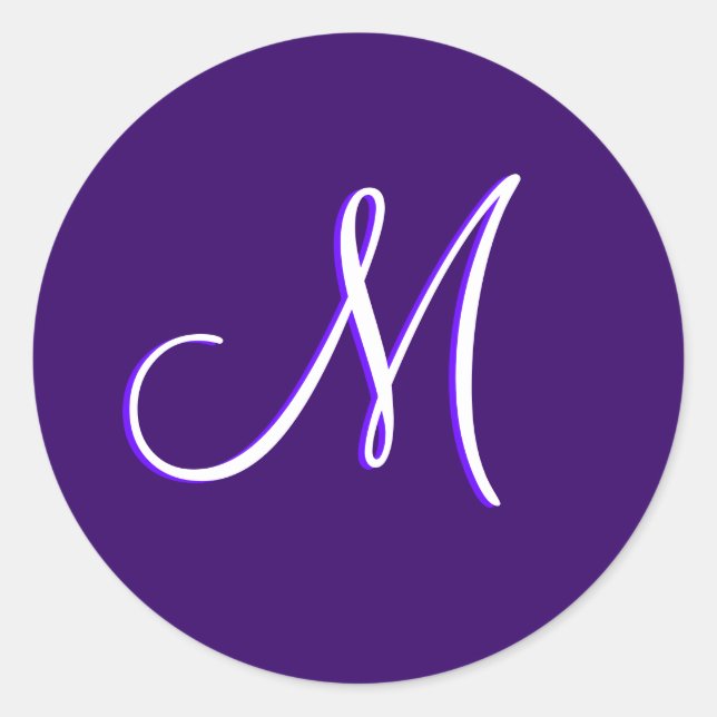 Monogram M Wedding Invitation Purple Seal (Front)