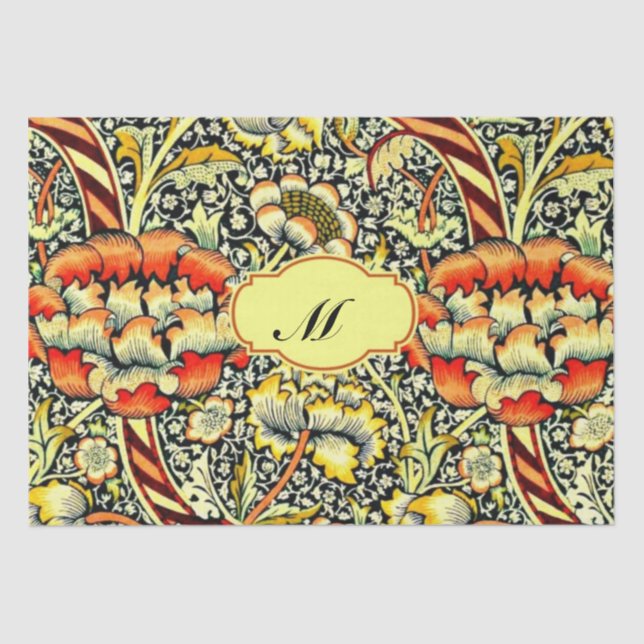 Monogram "M" William Morris Design Tissue Paper (Front)