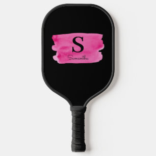 Monogram Magenta Brush Stroke Pickleball Paddle