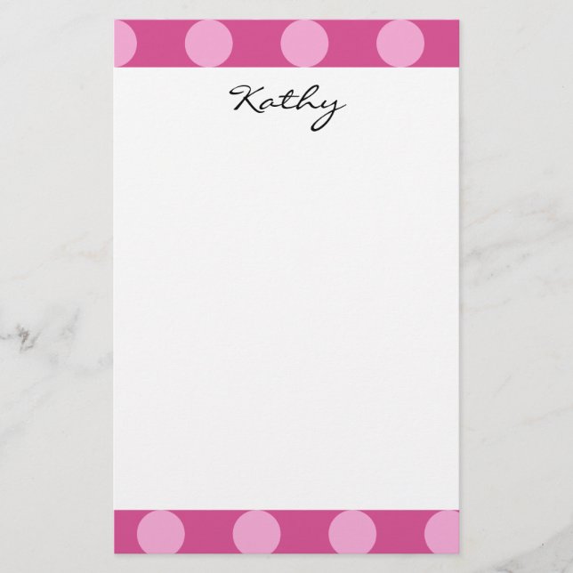 Monogram Magenta Pink Chic Polka Dot Pattern Stationery (Front)