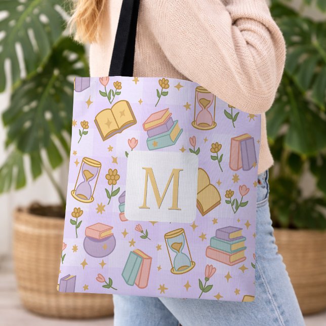 Monogram Magic Books Tote Bag Girly Purple (Creator Uploaded)