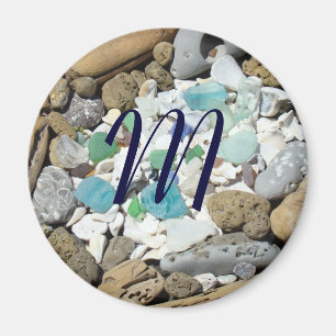 Monogram magnets Sea Shells Sea Glass Driftwood