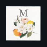 Monogram Magnolia Citrus Wedding Cocktail Napkin<br><div class="desc">These napkins are perfect for any event!
Visit our website for more designs and inspiration: www.creativeuniondesign.com</div>