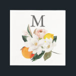 Monogram Magnolia Citrus Wedding Cocktail Napkin<br><div class="desc">These napkins are perfect for any event!
Visit our website for more designs and inspiration: www.creativeuniondesign.com</div>