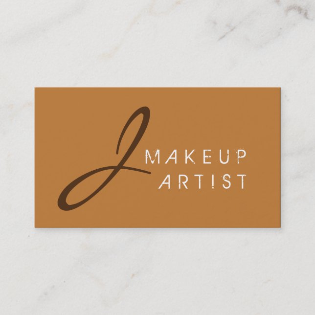 Monogram Makeup Artist Bronze Background Business Card (Front)