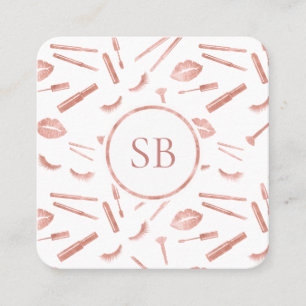 Monogram Makeup Artist Lashes Lipstick Mascara Square Business Card