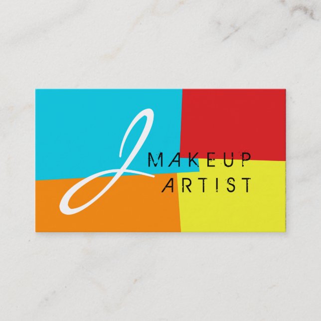 Monogram Makeup Artist Modern Retro Colours #4 Business Card (Front)