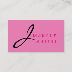 Monogram Makeup Artist Pink Background Business Card