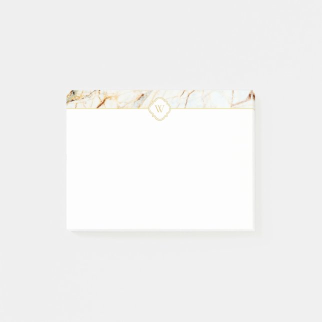 Monogram Marble Elegant White Gold Notes (Front)
