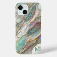 Monogram Marble Mother of Pearl Gold Veins Luxury