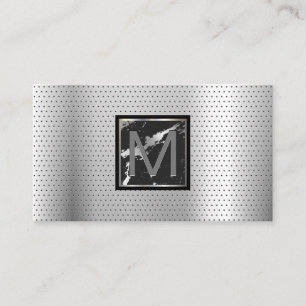 Monogram   Marble Perforated Metallica Background Business Card
