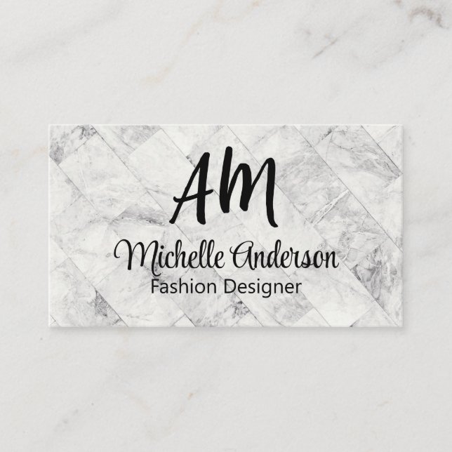 Monogram | Marble Tile background Business Card (Front)